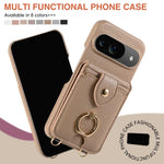 Leather Crossbody Wallet Phone Case with Ring Stand and Card Holder for Google Pixel 9 Series