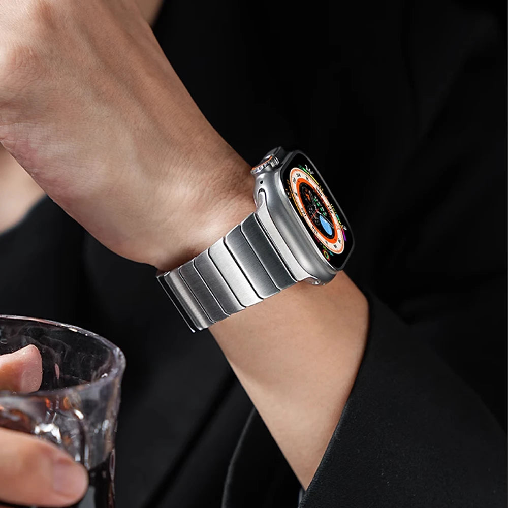 Adjustable Stainless Steel Link Bracelet for Apple Watch