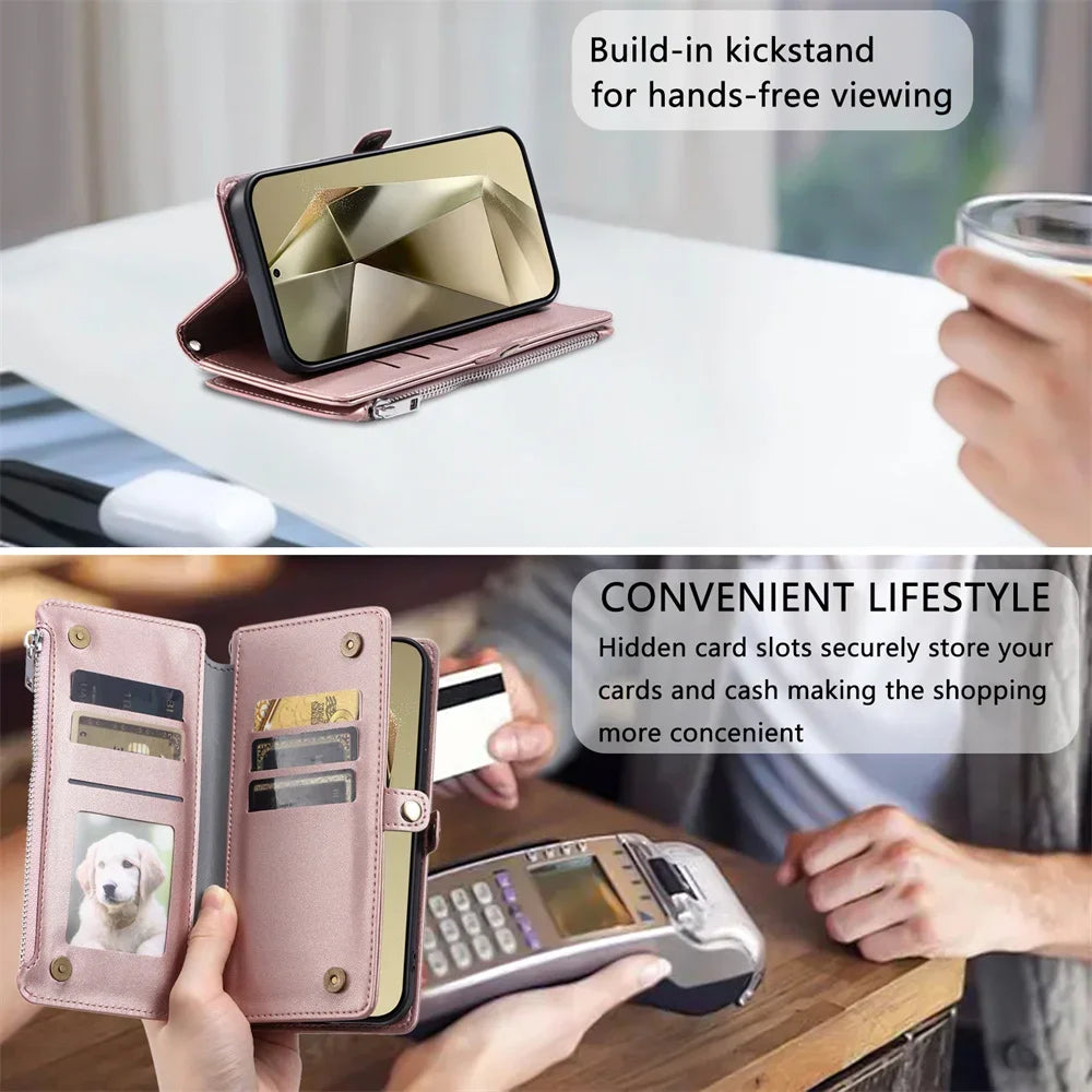 Zipper Wallet Crossbody Case for Samsung Galaxy S25 Series