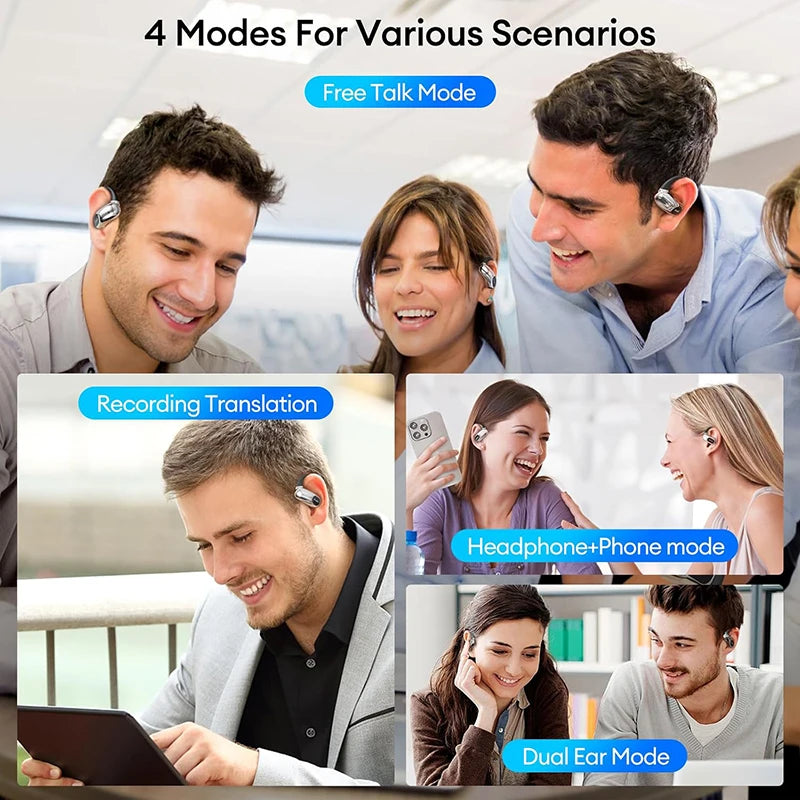 PAXA OpenAirUltra 3-in-1 AI Translation Earbuds with Color Touch Screen