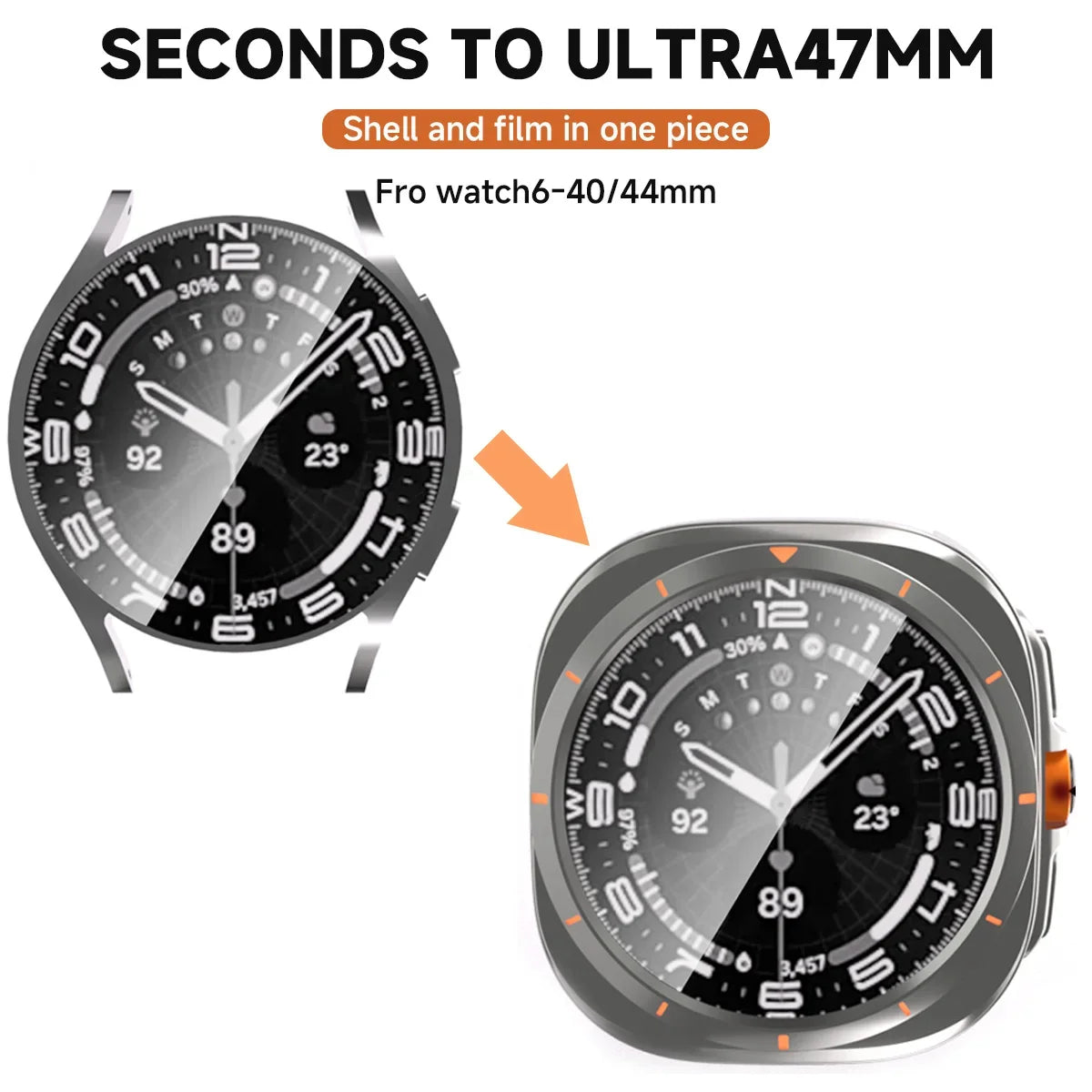 Silicone Band with Tempered Glass Protective Case for Samsung Galaxy Watch 7