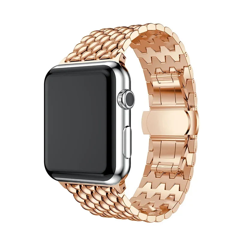 Dragon Pattern Stainless Steel Metal Strap for Apple Watch