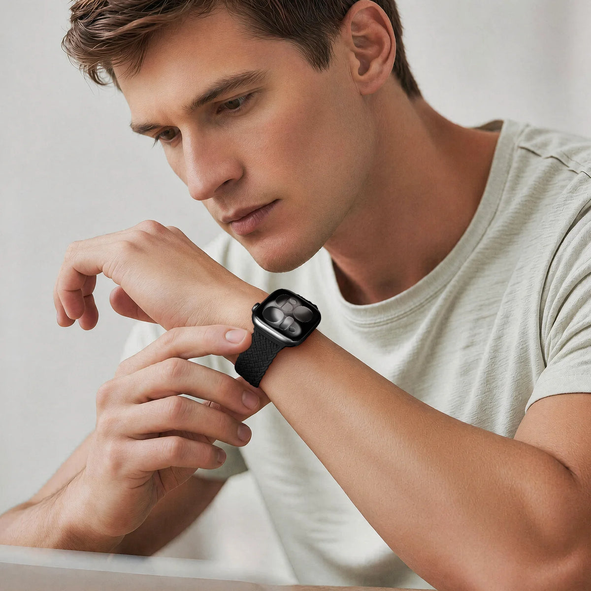 Breathable Woven Nylon Band with Magnetic Snap Closure for Apple Watch