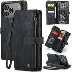 10-Card Leather Wallet Case with Detachable Lanyard for iPhone 18 Series
