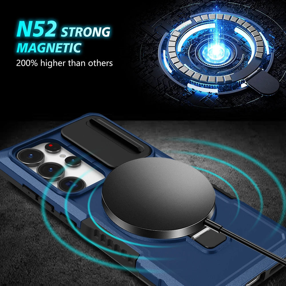 Shockproof Magnetic Case Ring with Camera Protection Cover for Samsung Galaxy S25 Ultra