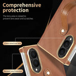 Luxury Business Velvet Leather Case with Wrist Strap for Samsung Galaxy Z Fold 8