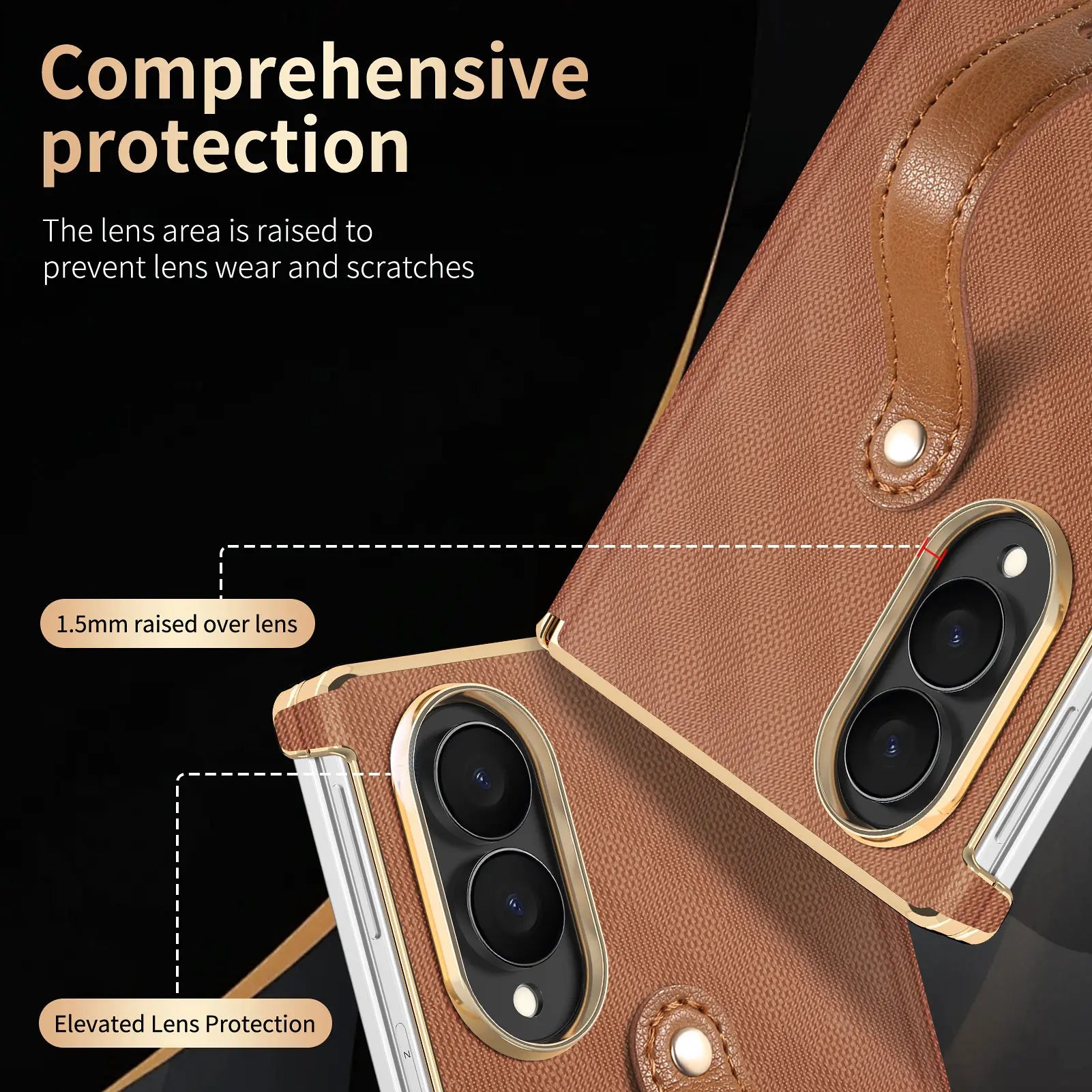 Luxury Business Velvet Leather Case with Wrist Strap for Samsung Galaxy Z Fold 8