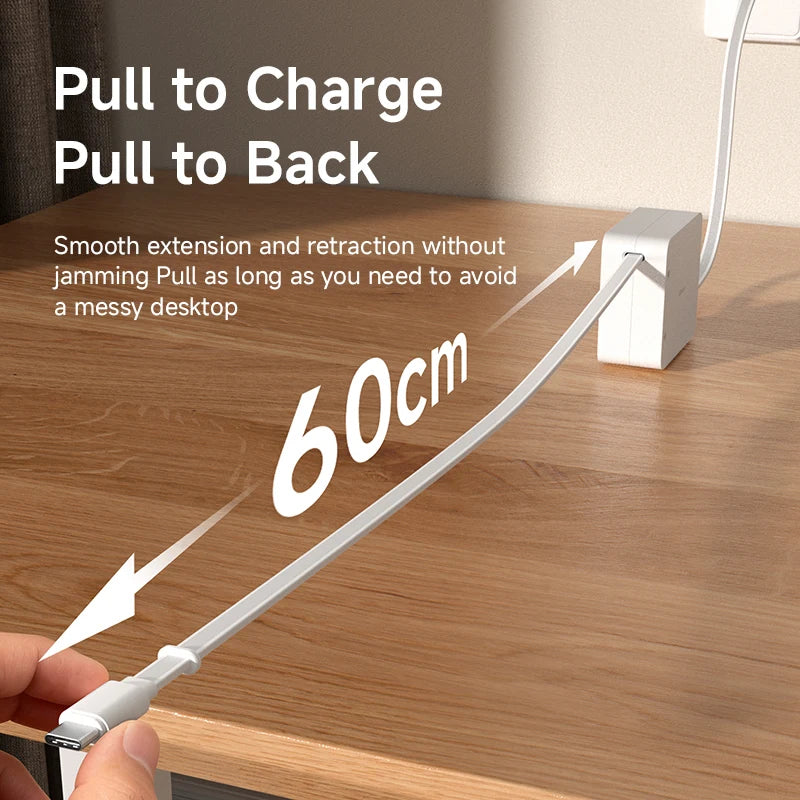 Hagibis USB-C to USB-C 100W Retractable Charger Cable