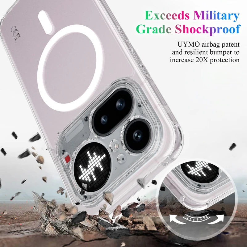 Transparent Shockproof Hybrid PC+TPU Case with Magnetic Alignment for Nothing Phone (4a) Pro