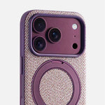 Canvas Weave MagSafe Case with 360° Rotating Ring Stand for iPhone 18 Series