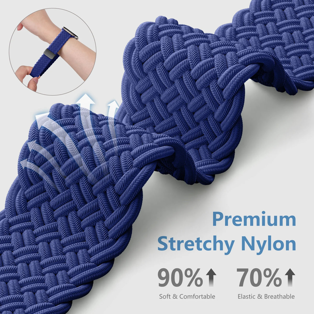 Breathable Woven Nylon Band with Magnetic Snap Closure for Apple Watch