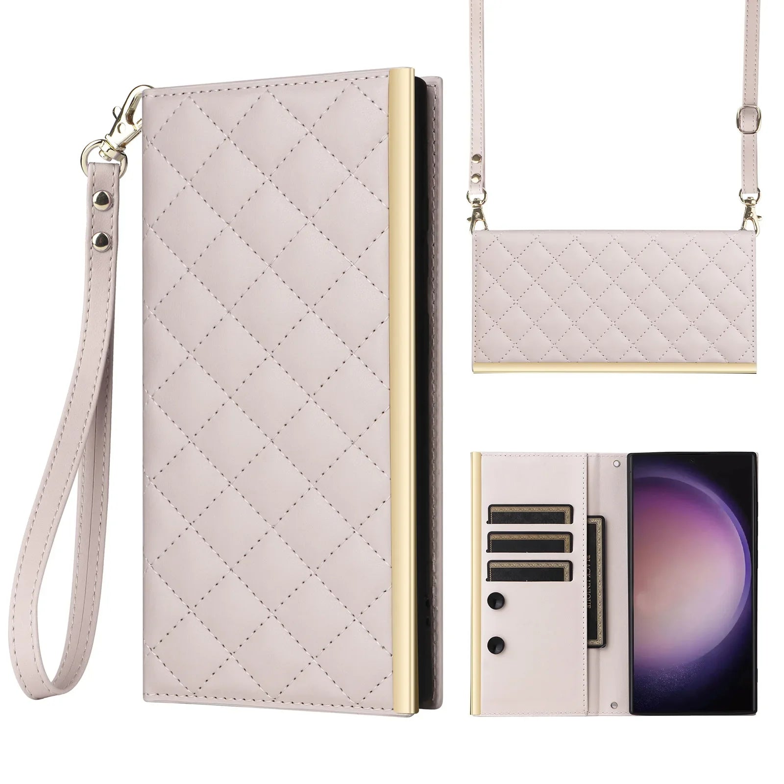Rhombus PU Leather Crossbody Wallet Case for Samsung Galaxy S24 Series