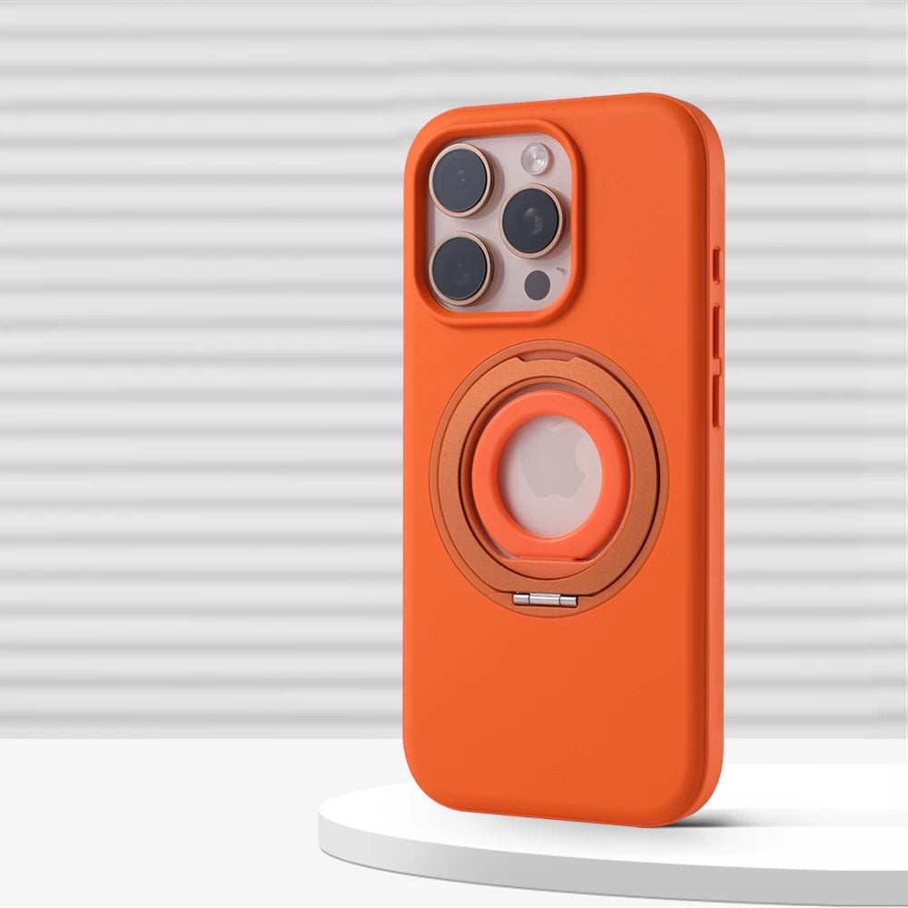 iPhone 16 Series Protective Armor Hollow MagSafe Case with 360° Rotating Ring Stand