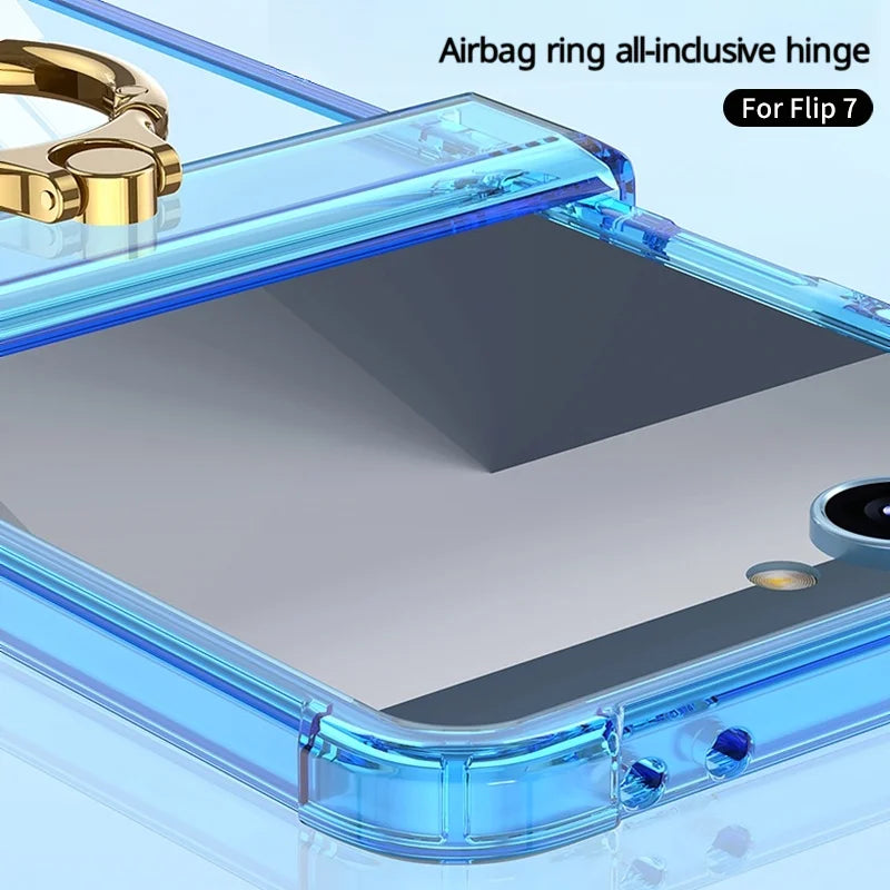 Slim Luxury Hinge Protection Case with Ring Holder for Samsung Galaxy Z Flip 7