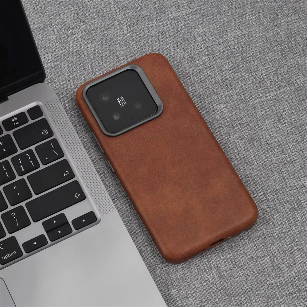 Luxury Business Retro PU Leather Shockproof Magnetic Case for Xiaomi 15 Series