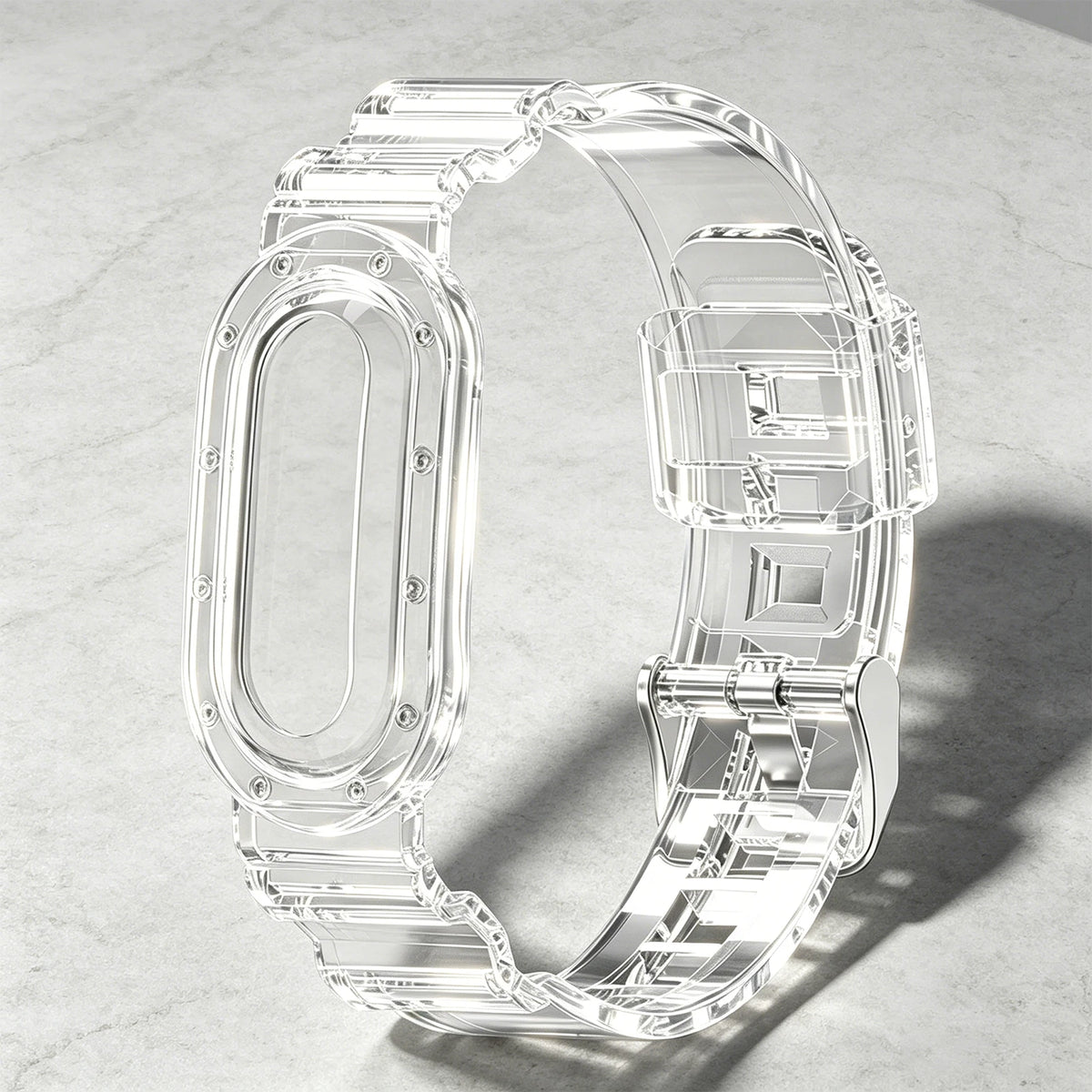 Transparent Protective Case with Adjustable Silicone Band for Google Fitbit Air