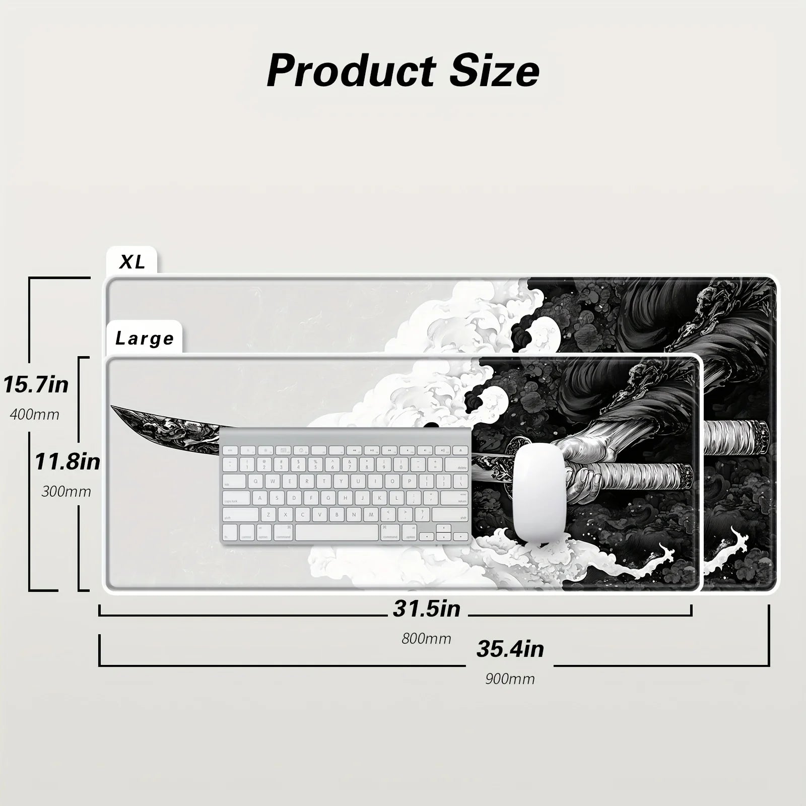 Samurai Sword-Themed Extended Gaming Mouse Pad