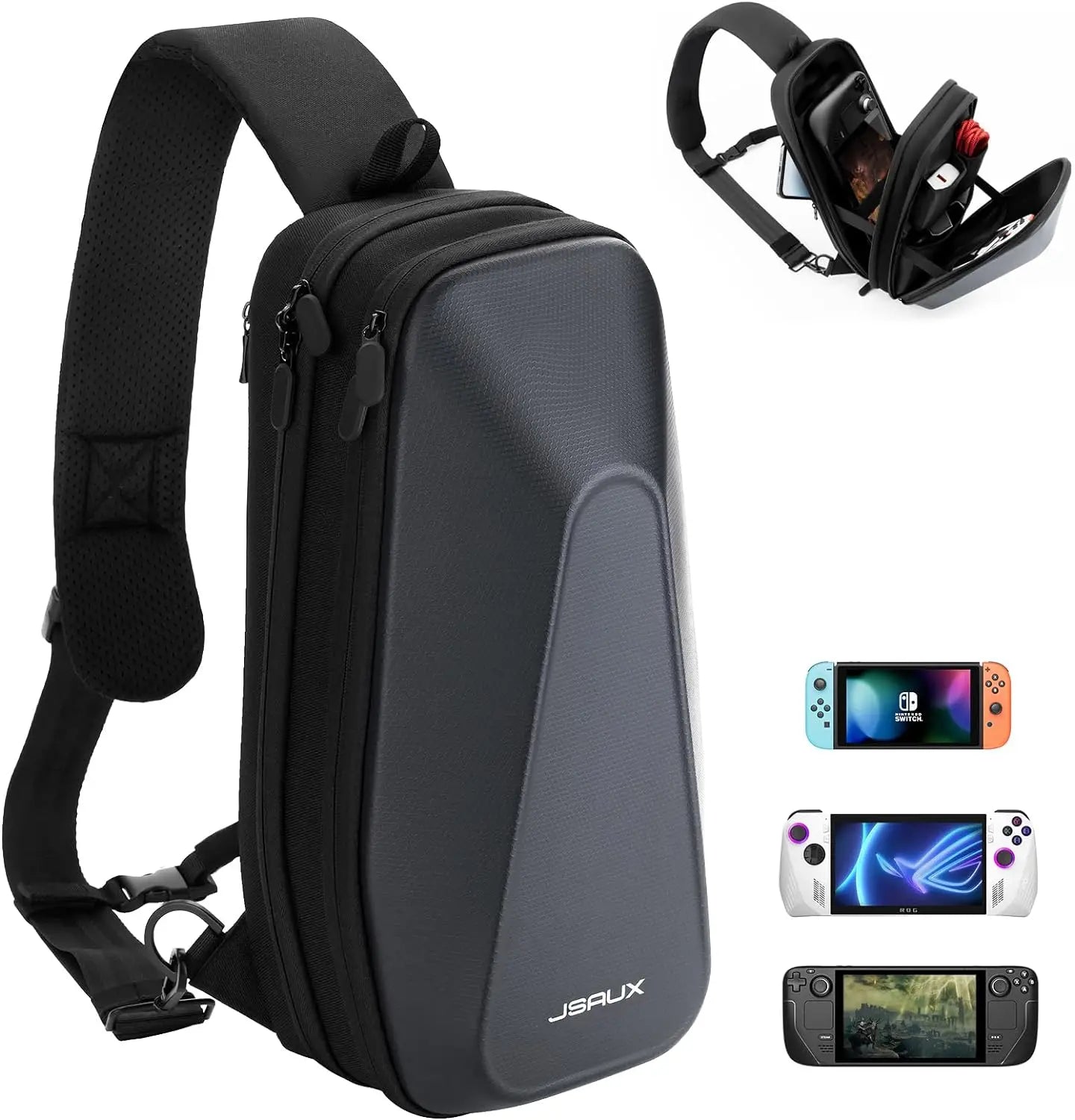 Hard Shell Protective Crossbody Shoulder Bag for Portable Gaming Consoles