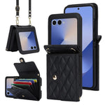 Anti-Drop Leather Wallet Case with Crossbody Strap and Card Holder for Samsung Galaxy Z Flip 7