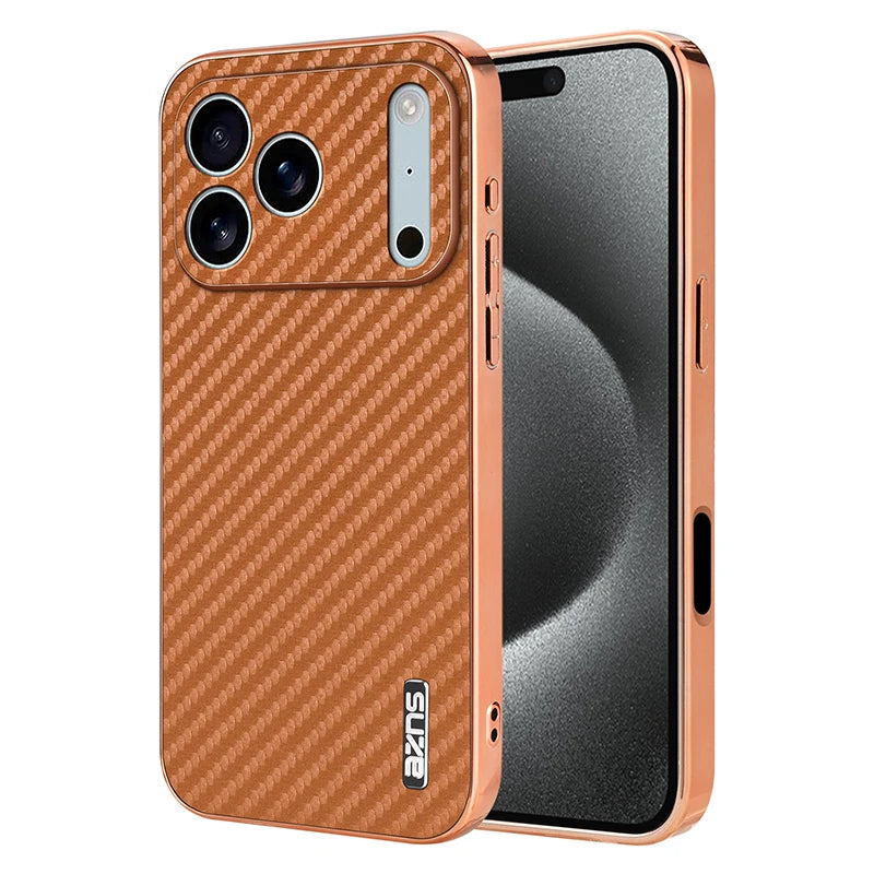 Electroplated Frame Carbon Fiber Style Case for iPhone 17 Series