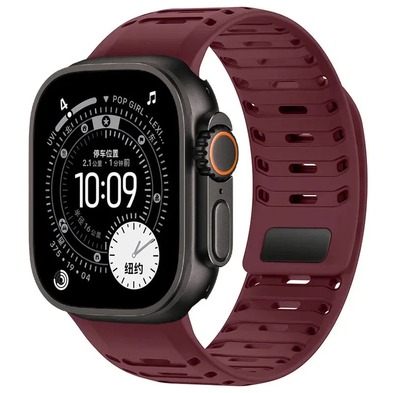 Breathable Silicone Band with Magnetic Clasp for Apple Watch