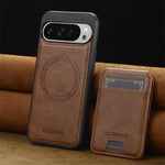 Leather 3-Card Magnetic Wallet Case with Fold-Out Stand for Google Pixel 11 Series