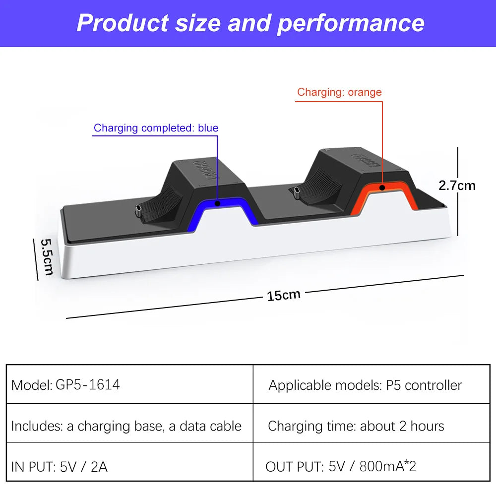 Dual-Slot USB 3.1 Type-C PlayStation 5 Controller Charging Dock