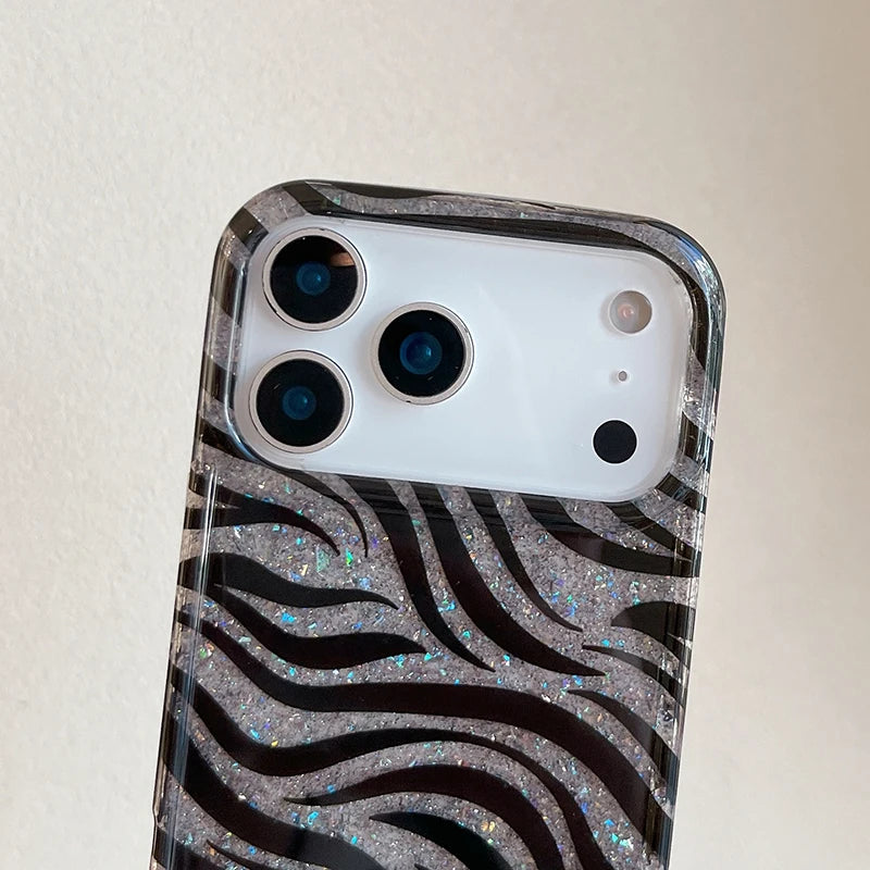 Zebra Print Glitter Case for iPhone 17 Series