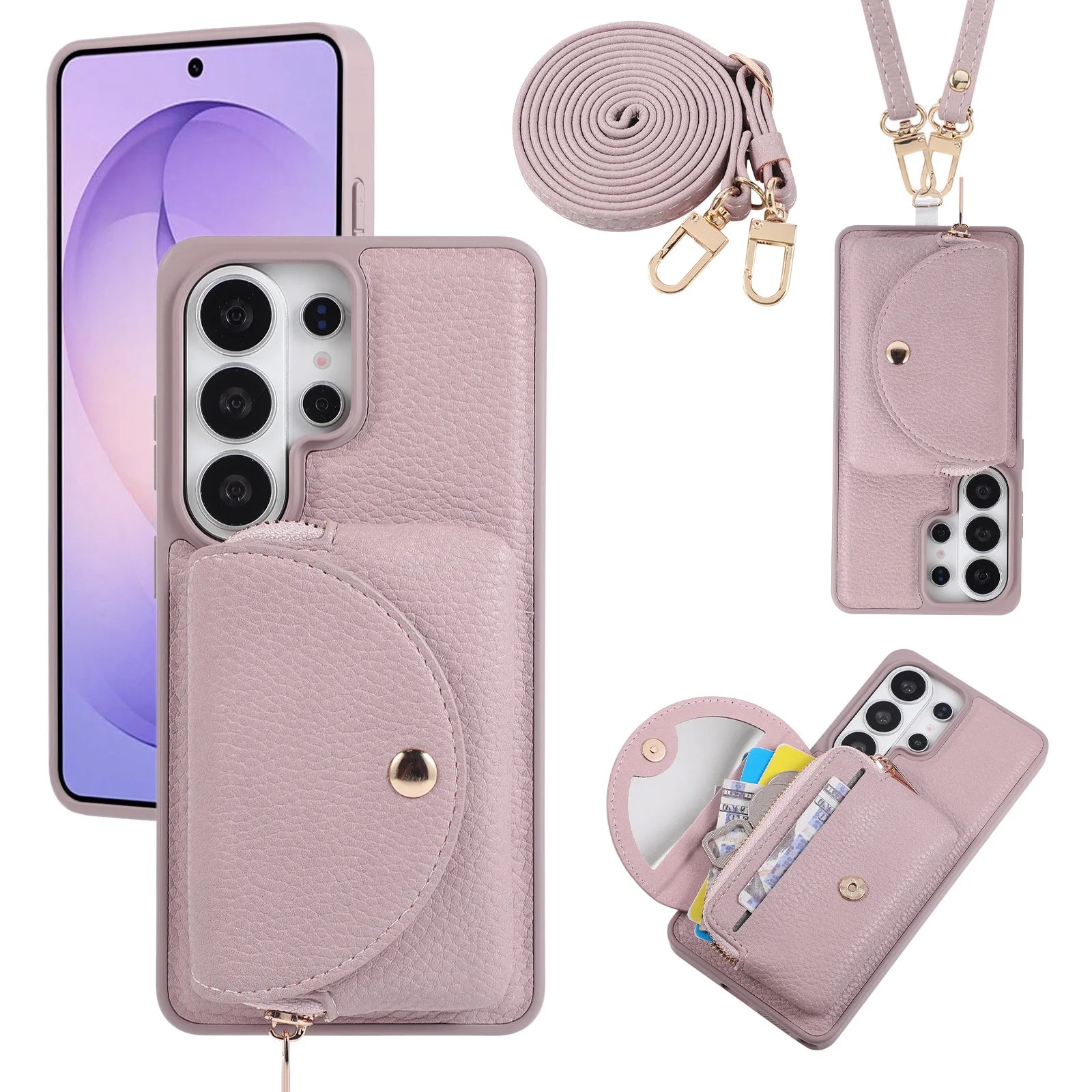 Litchi PU Leather Wallet Case for Samsung Galaxy S25 Series