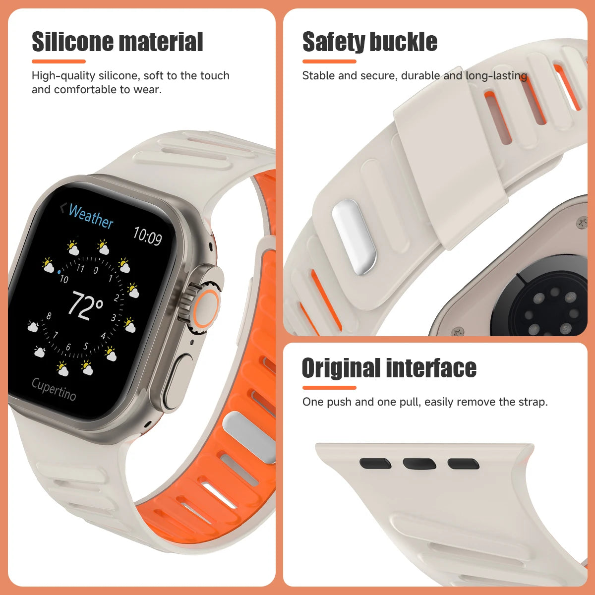 Silicone Slanted Buckle Sport Band for Apple Watch