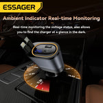 Essager 45W 4-in-1 Fast Car Charger with LED & Retractable USB-C Cable