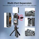 Protective Metal Cage with Cold Shoe & Lens Cover for Insta360 X5