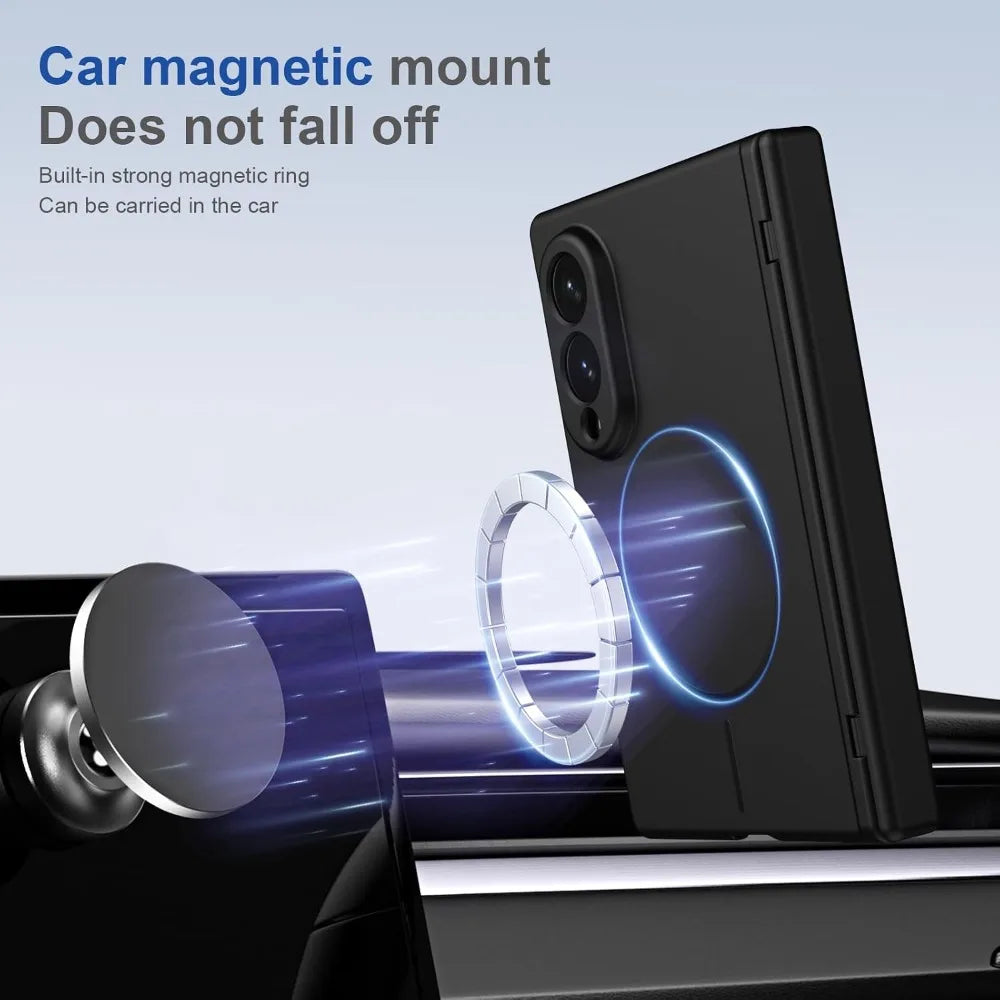 Integrated Tempered Glass Screen Protector Case with Magnetic Ring Mount for Samsung Galaxy Z Fold 8