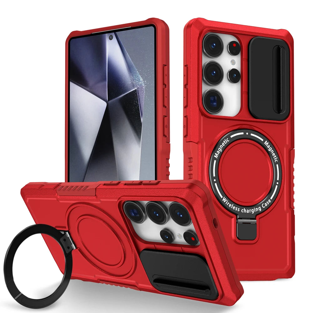 Shockproof Magnetic Case Ring with Camera Protection Cover for Samsung Galaxy S25 Ultra