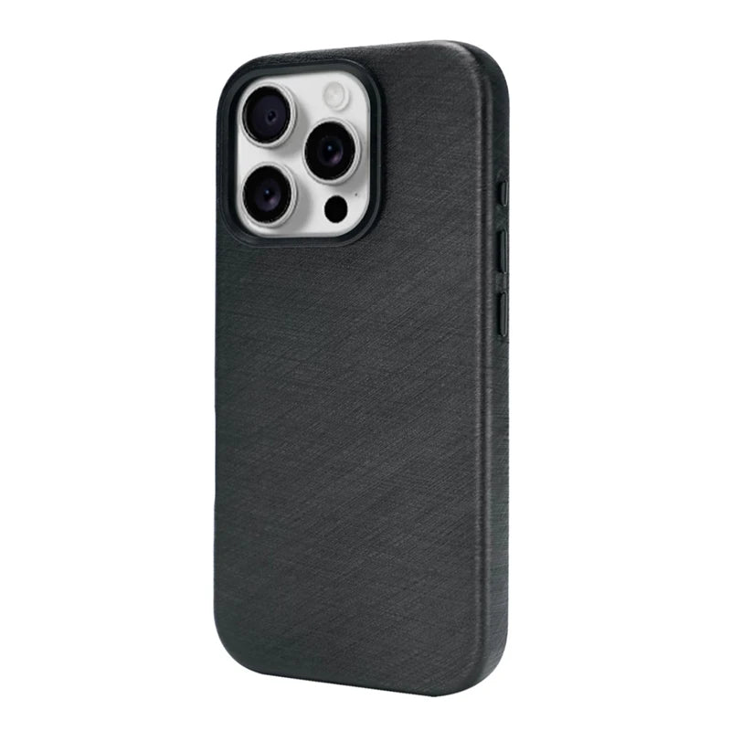 Luxury Silk Leather Texture MagSafe Case for iPhone 16 Series