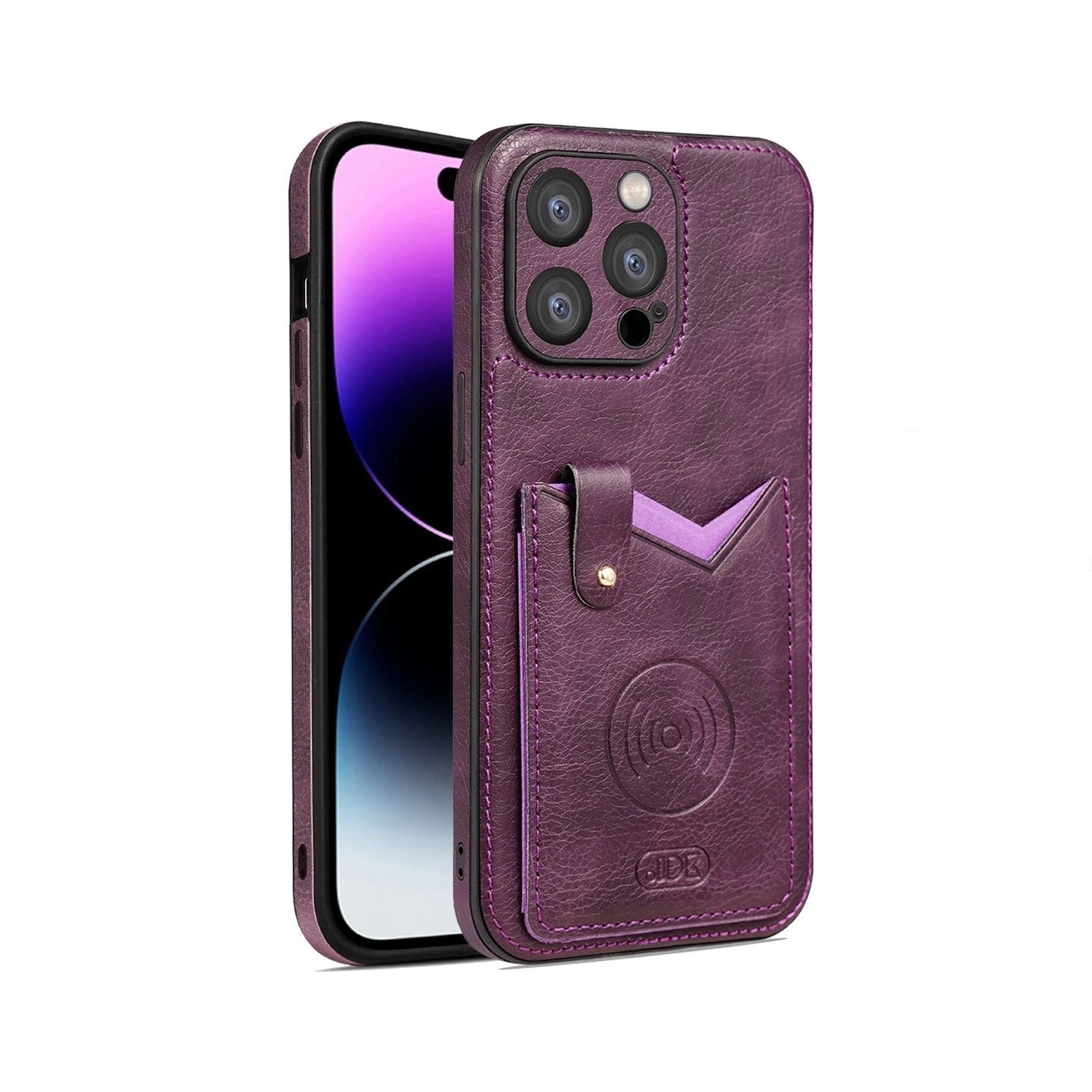 Shockproof Leather Wallet Phone Case with Card Holder and Kickstand for iPhone 15 Series