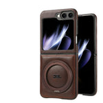 Samsung Galaxy Z Flip 6 Leather Magnetic Phone Case with Ring Holder