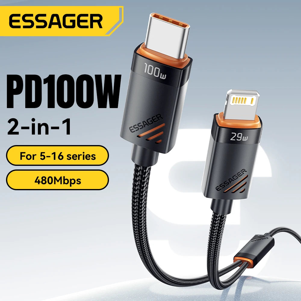 Essager 2-in-1 USB Type-C to USB Type-C/Lightning Cable