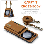 Multifunctional Storage Card Wallet PU Shock Absorbing Cover With Drawstring Foldable Phone Case for Samsung Galaxy Z Flip 5