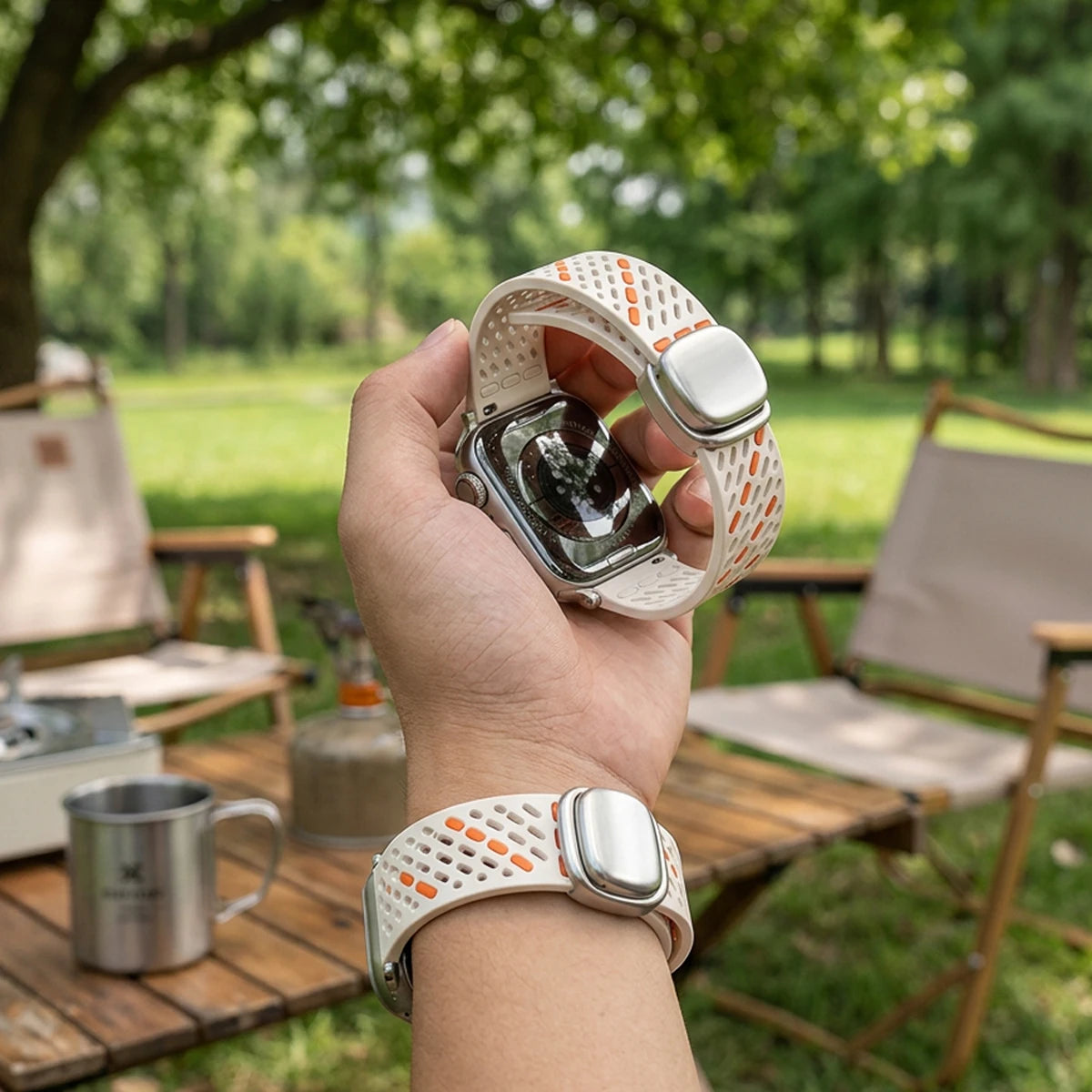 Perforated Silicone Band with Magnetic Buckle for Apple Watch