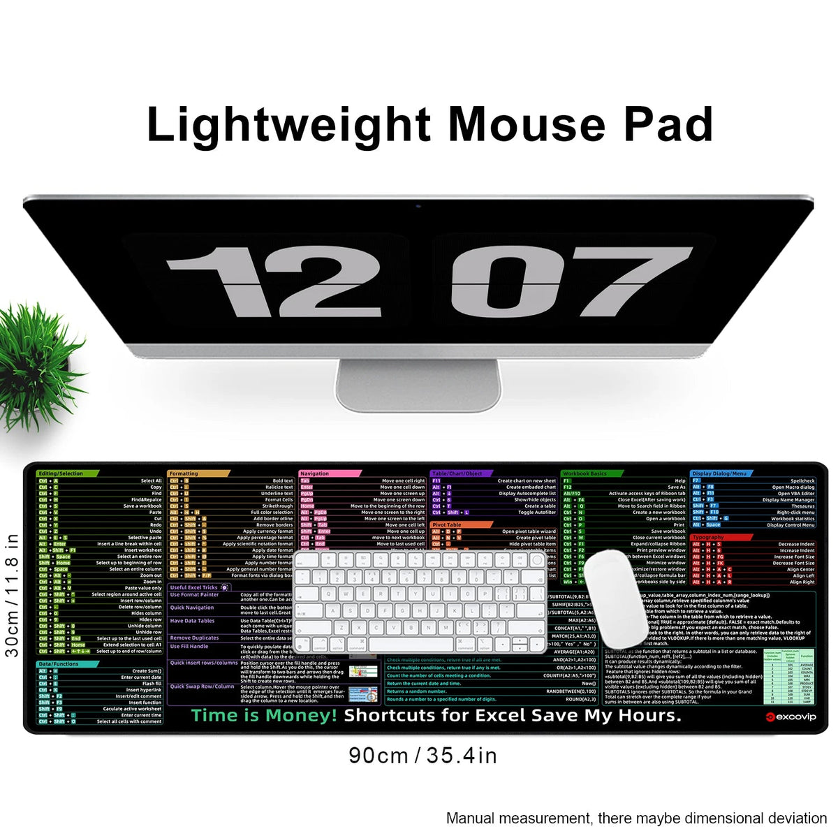 Excel Shortcuts Extended Desk Mousepad Cloth Surface