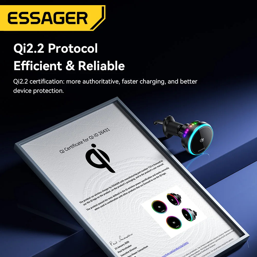 Essager Qi 25W Car Charger & Magnetic Phone Holder