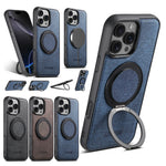 iPhone 16 Series Denim MagSafe Case with 360° Ring Bracket & Kickstand