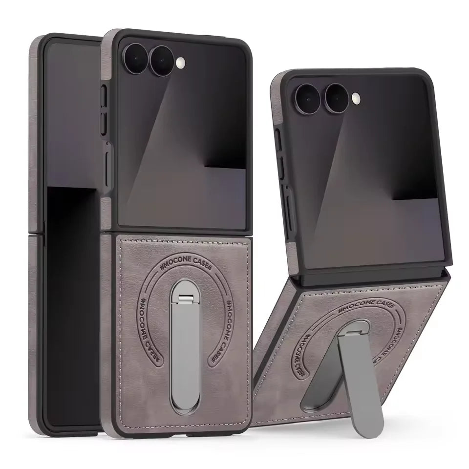 Samsung Galaxy Z Flip 7 PU Leather Magnetic Case with Stand