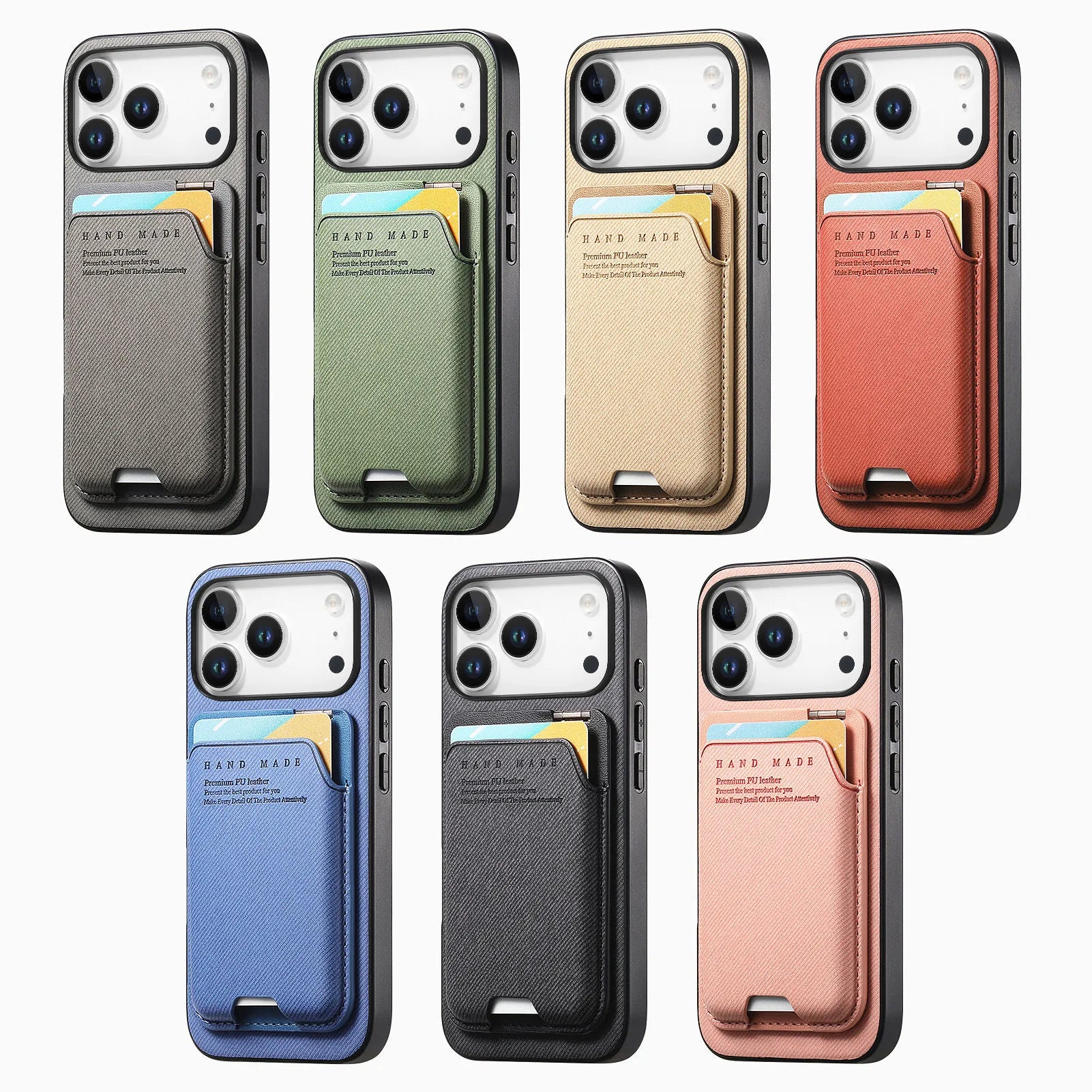 Multi-Functional Leather Wallet Case with Vertical Card Slot & Hoverable Kickstand for iPhone 17 Series