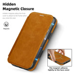 Premium Leather Flip Wallet MagSafe Case for iPhone 16 Series