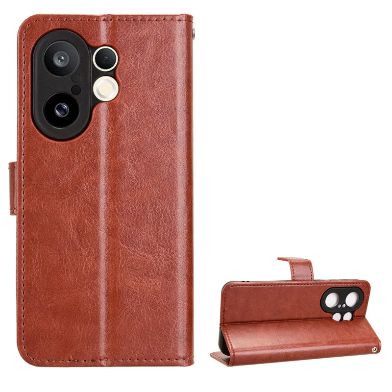Plain Leather Flip Case with Card Slot & Kickstand for Vivo X200 FE