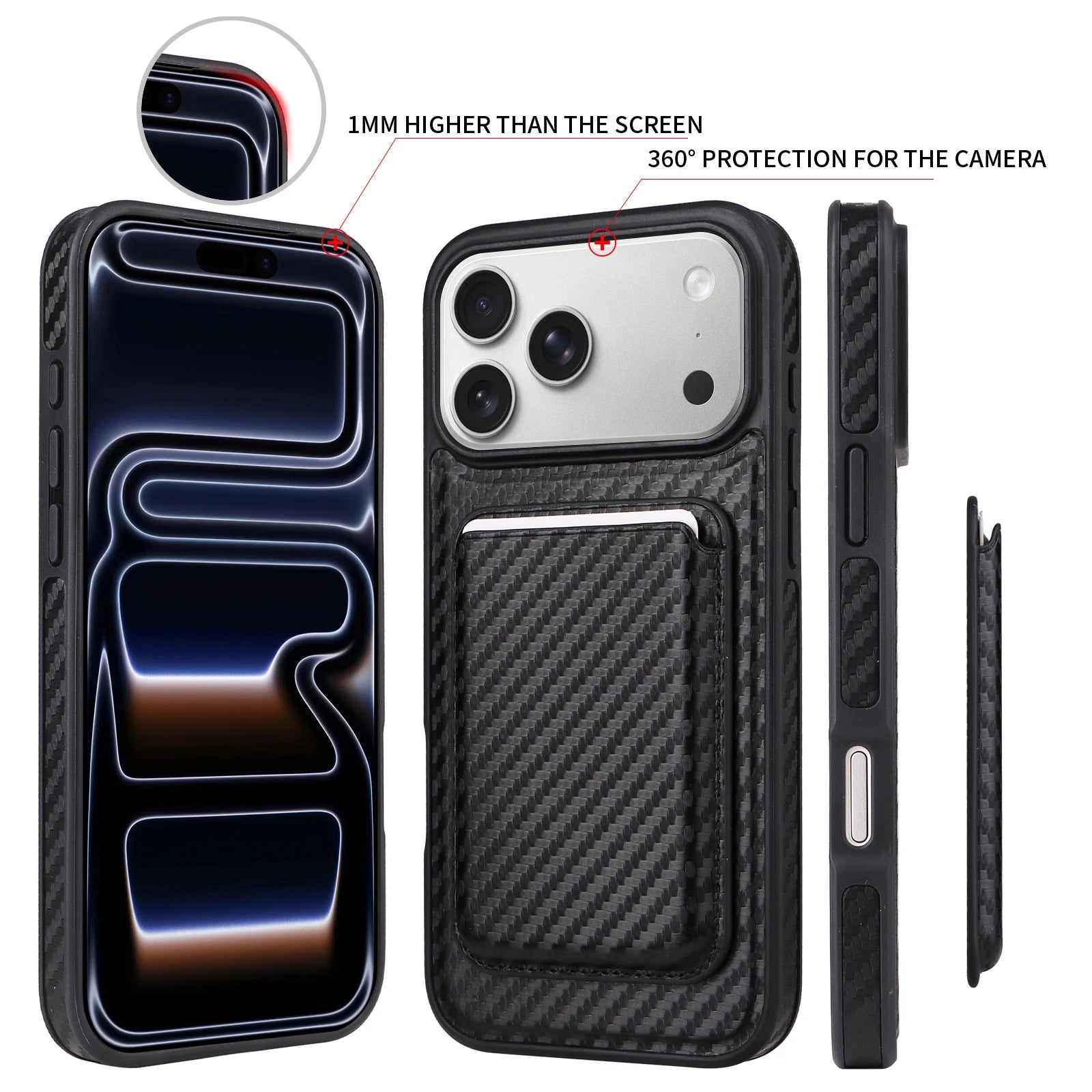 MagSafe Compatible Leather Case with Detachable Card Holder for iPhone 17 Series