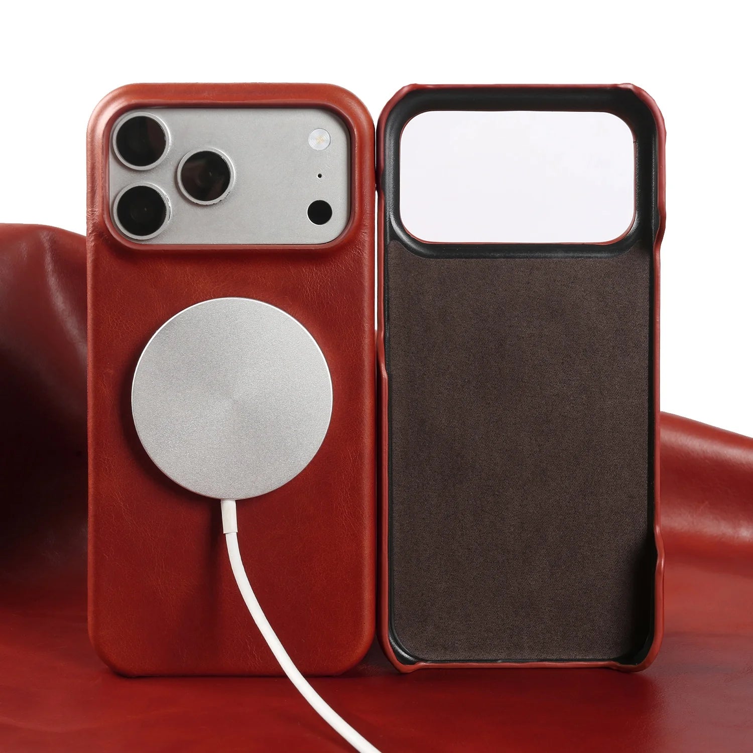 Classic Genuine Cowhide Leather MagSafe Case for iPhone 17 Series