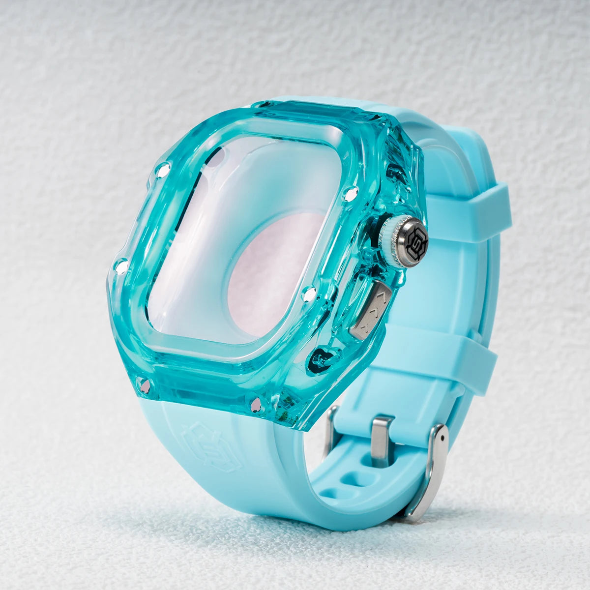 Luxury Transparent Protective Case with Silicone Strap for Apple Watch Ultra